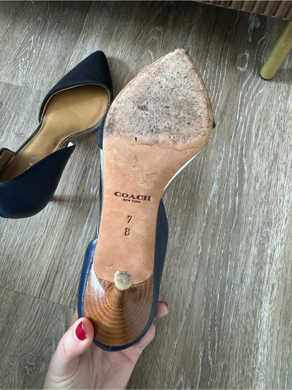 Coach Black D’Orsay Pumps Blue Leather Heels Pointed Toe Size 7B